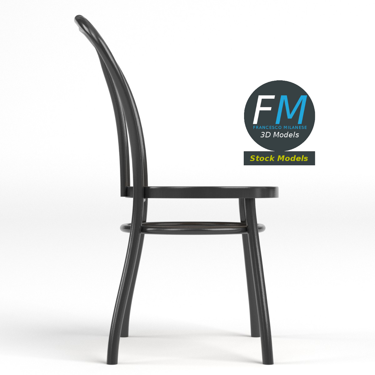 3D-Modell - Esszimmerstuhl mit Geflechtsitz - 04