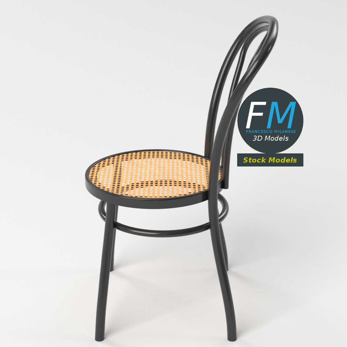 3D-Modell - Esszimmerstuhl mit Geflechtsitz - 05