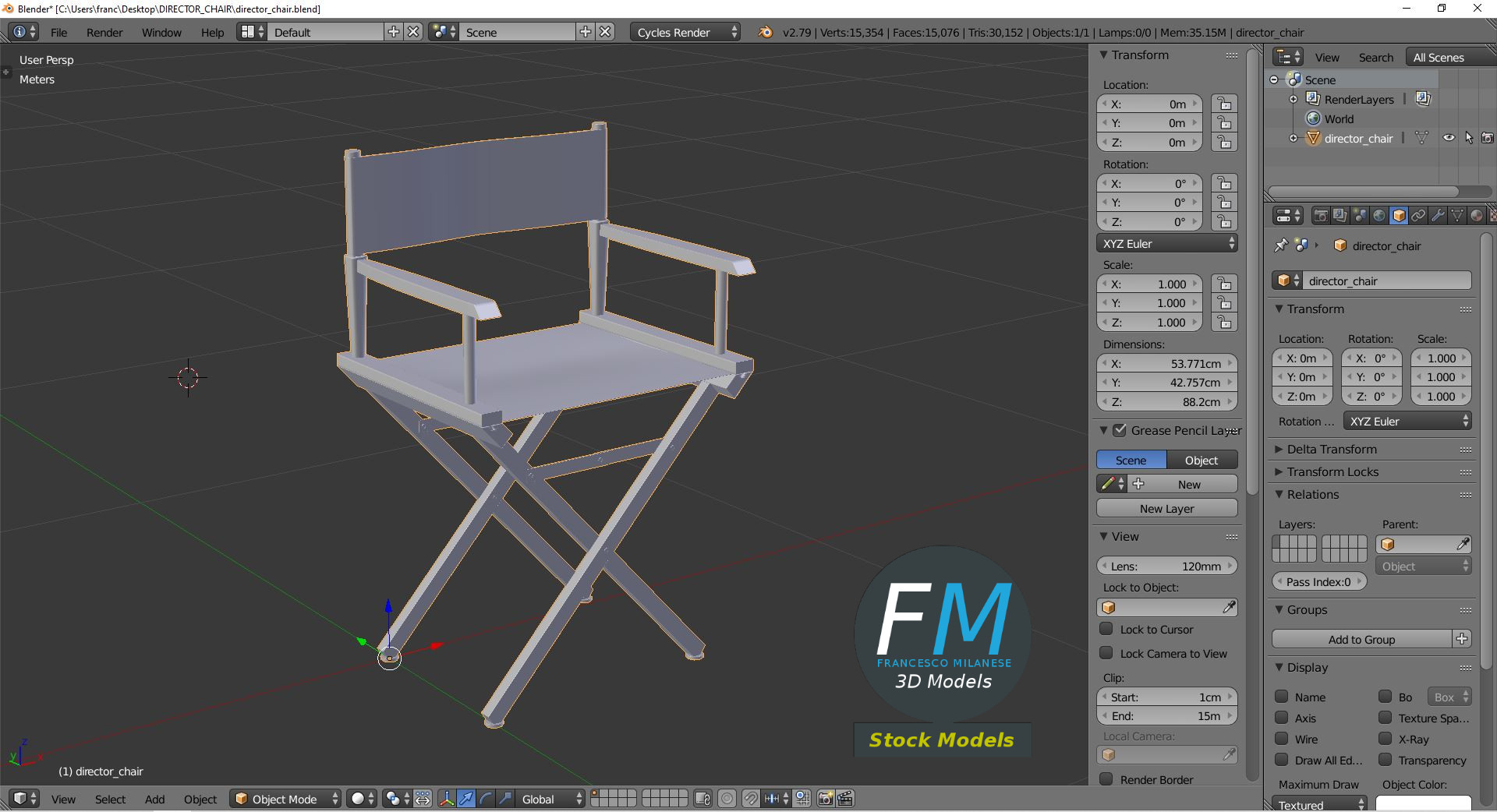 3D-Modell - Regiestuhl - 09