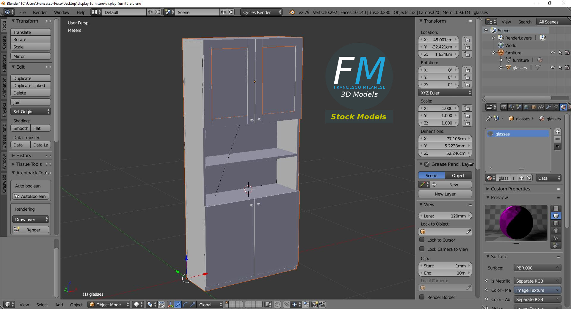3D-Modell - Vitrinenschrank - 09