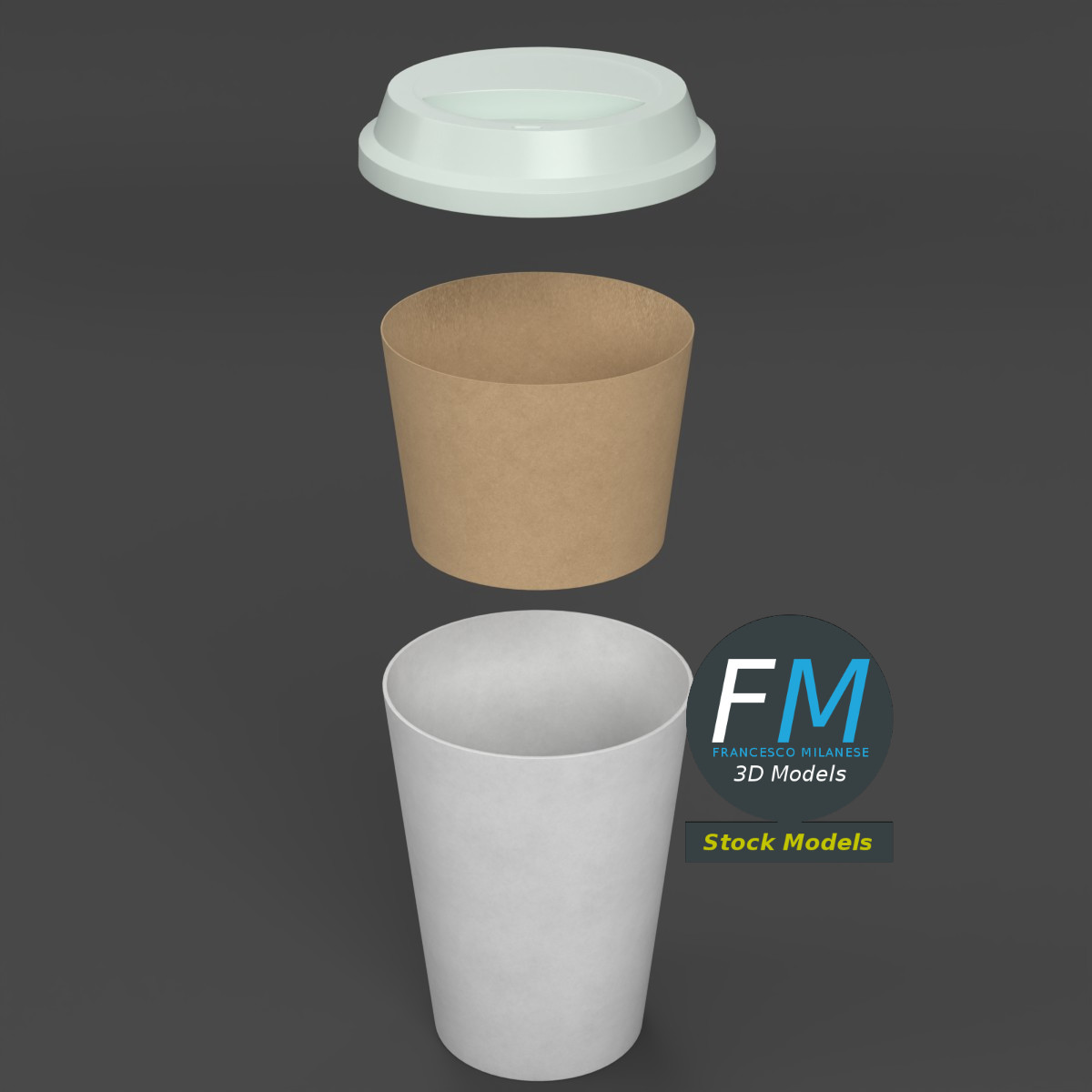 3D-Modell - Einweg-Kaffeebecher mit Manschette - 02