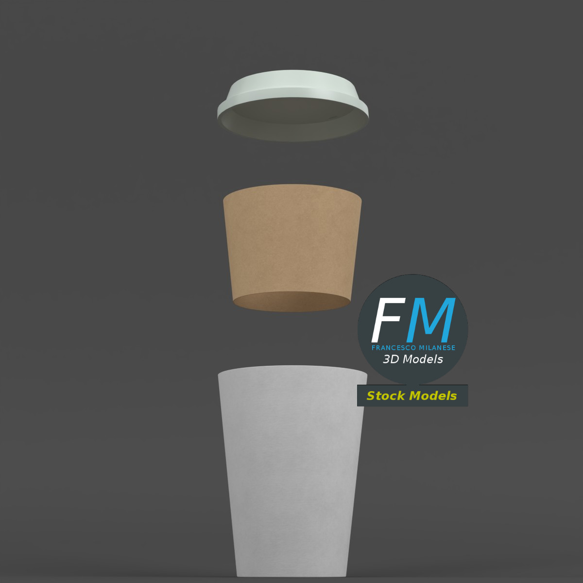 3D-Modell - Einweg-Kaffeebecher mit Manschette - 04