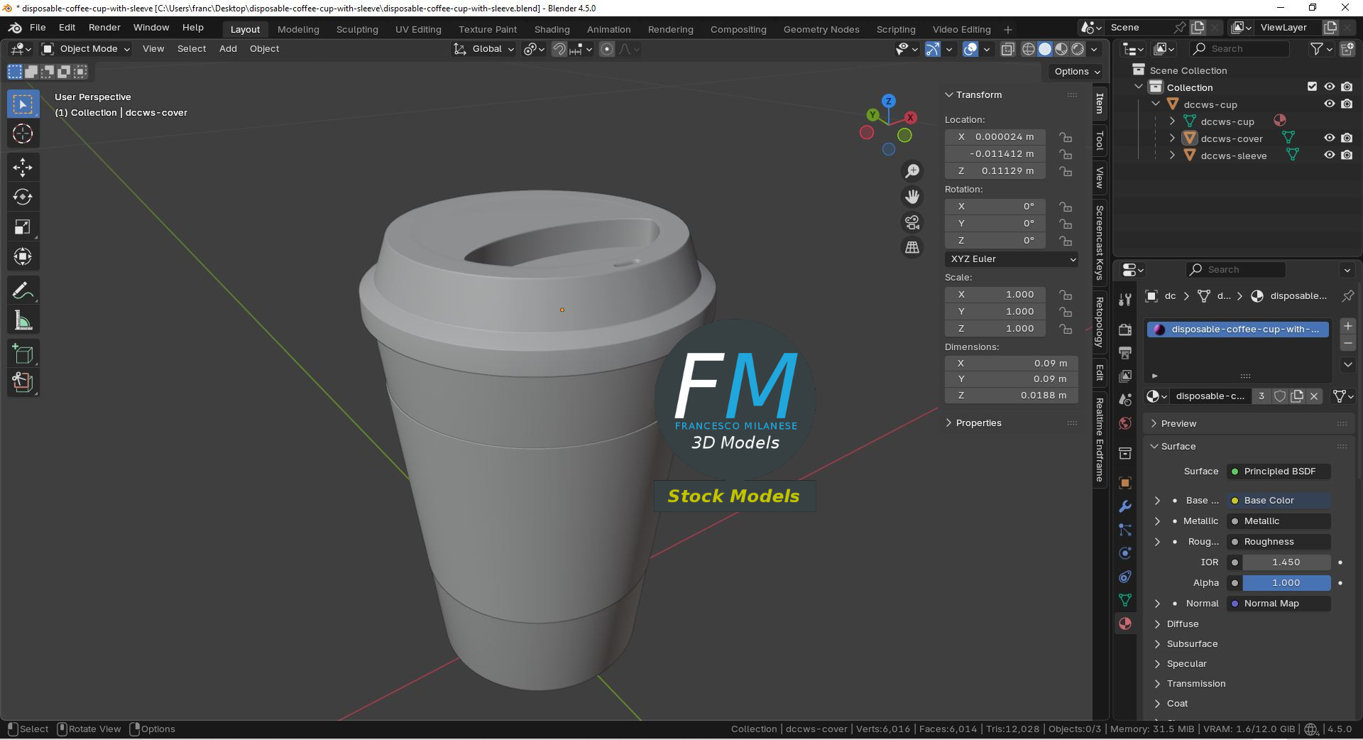 3D-Modell - Einweg-Kaffeebecher mit Manschette - 09