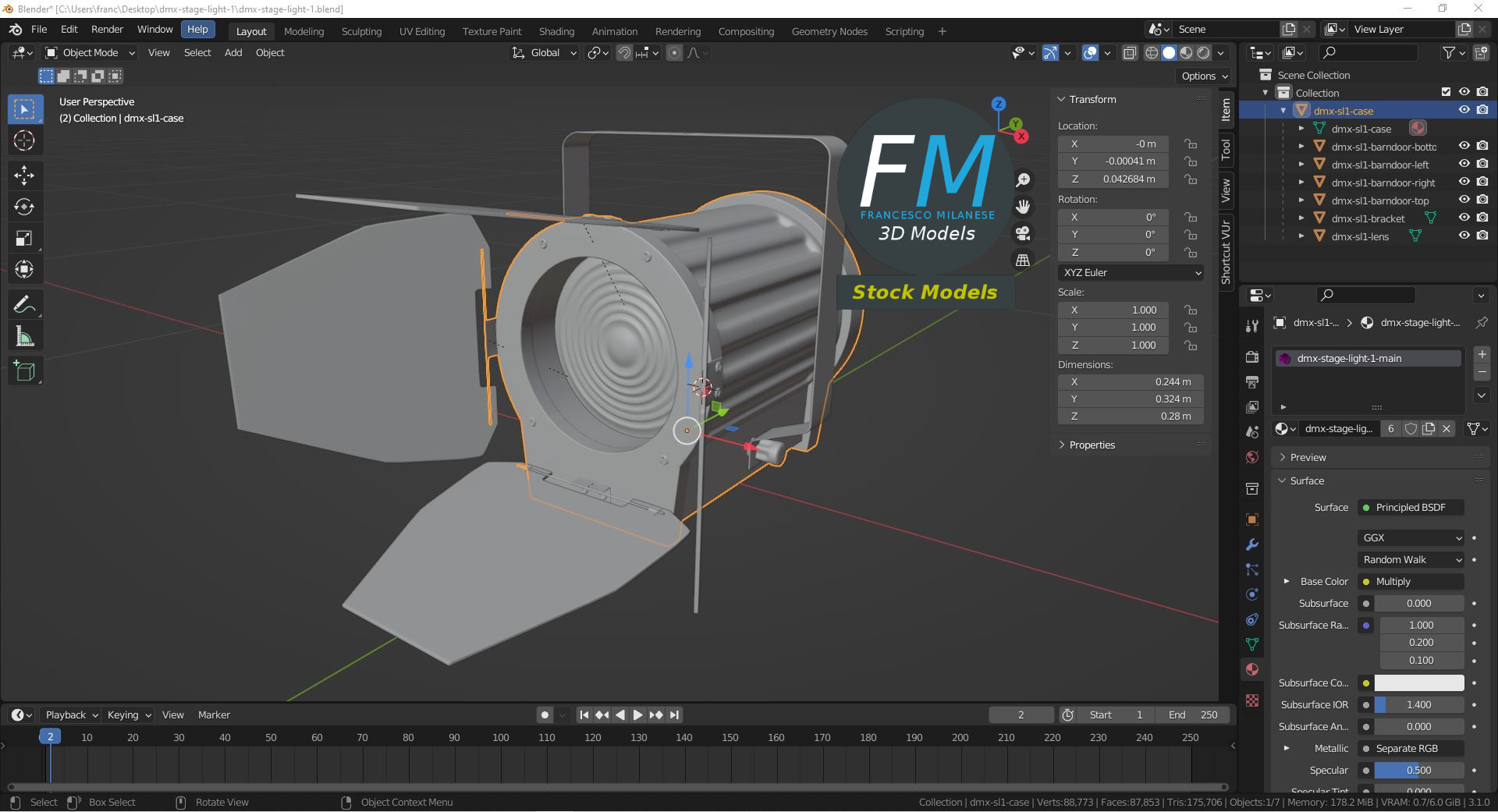 3D-Modell - DMX-Bühnenscheinwerfer - 09