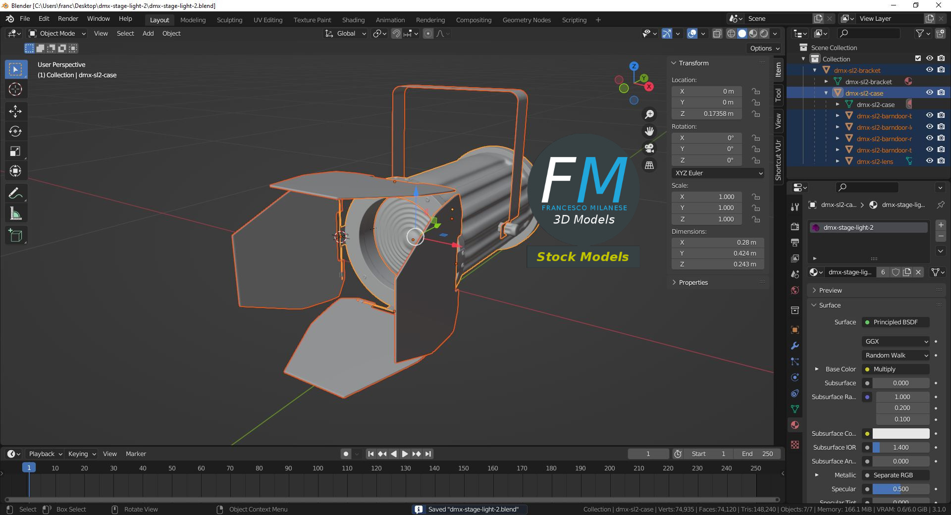 3D-Modell - DMX-Bühnenscheinwerfer - 09