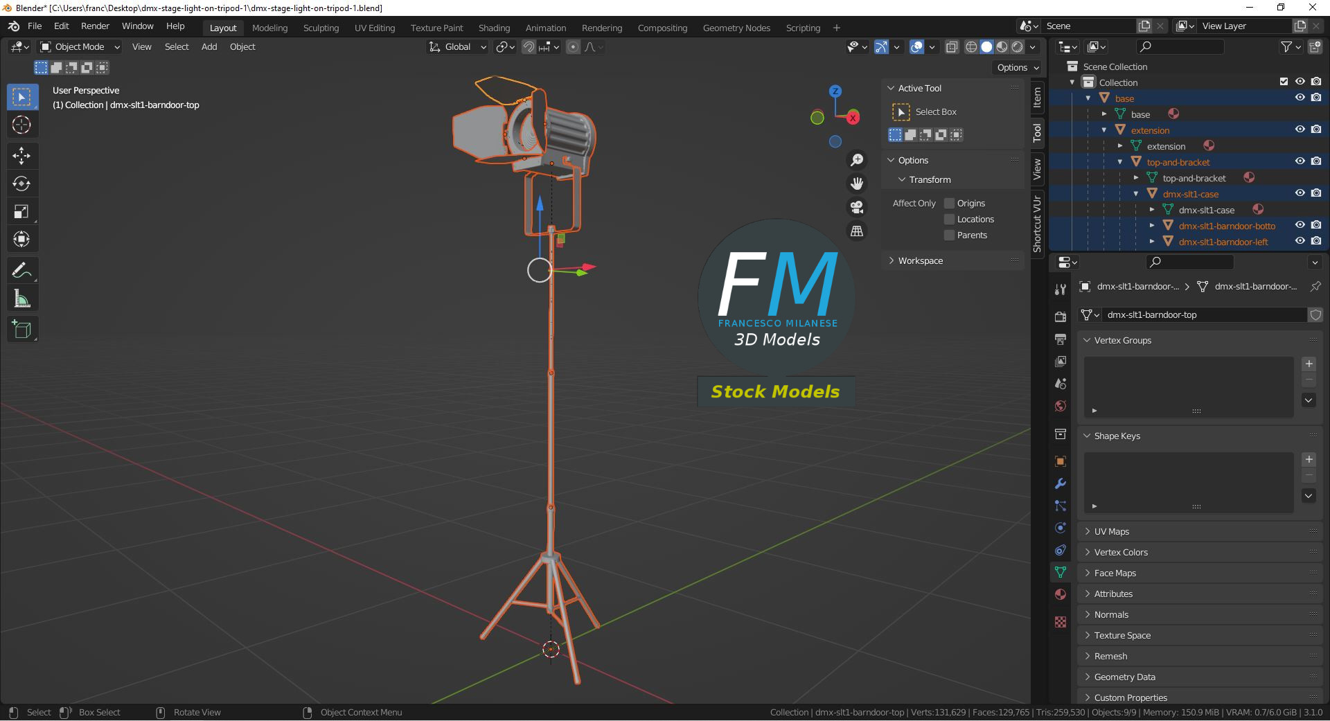 3D-Modell - DMX-Bühnenscheinwerfer auf Stativ - 09