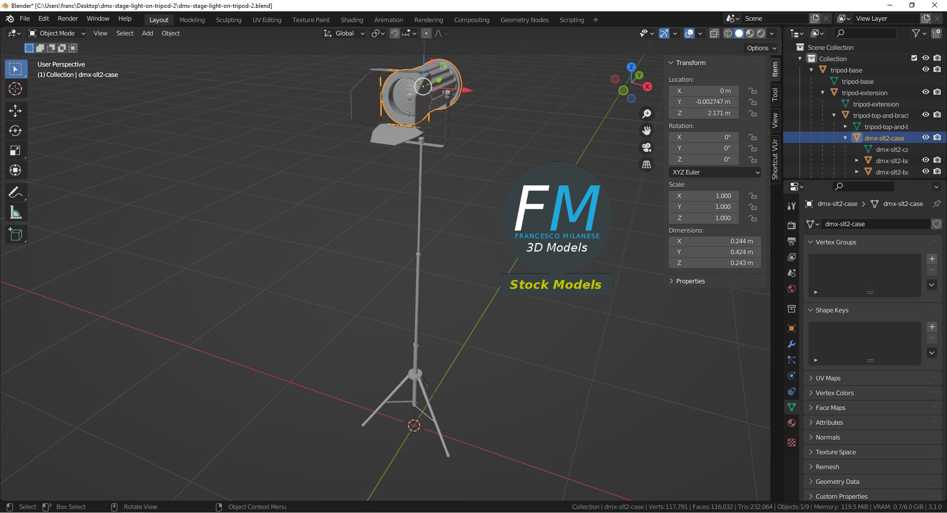 3D-Modell - DMX-Bühnenscheinwerfer auf Stativ - 09