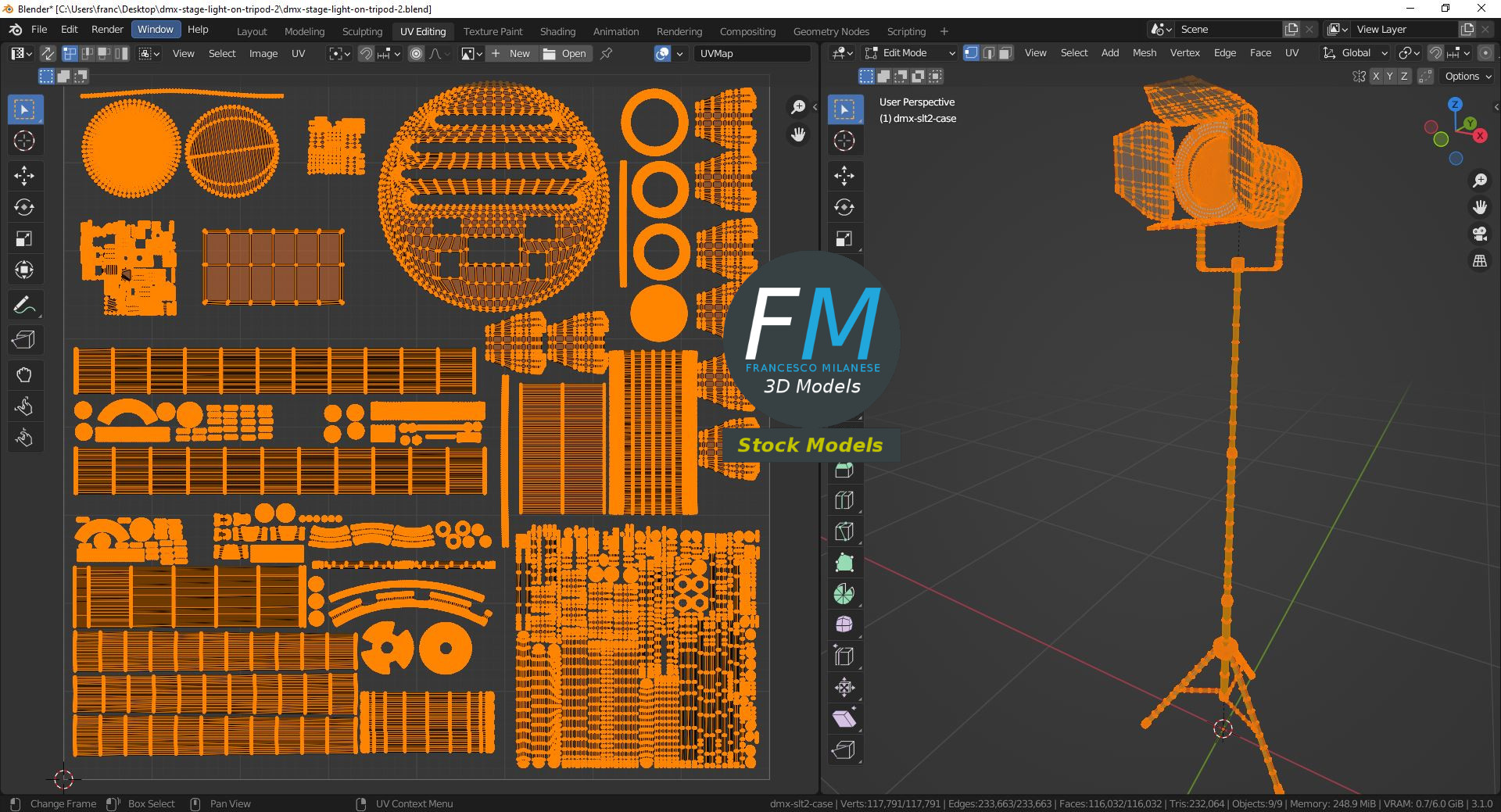 3D-Modell - DMX-Bühnenscheinwerfer auf Stativ - 10