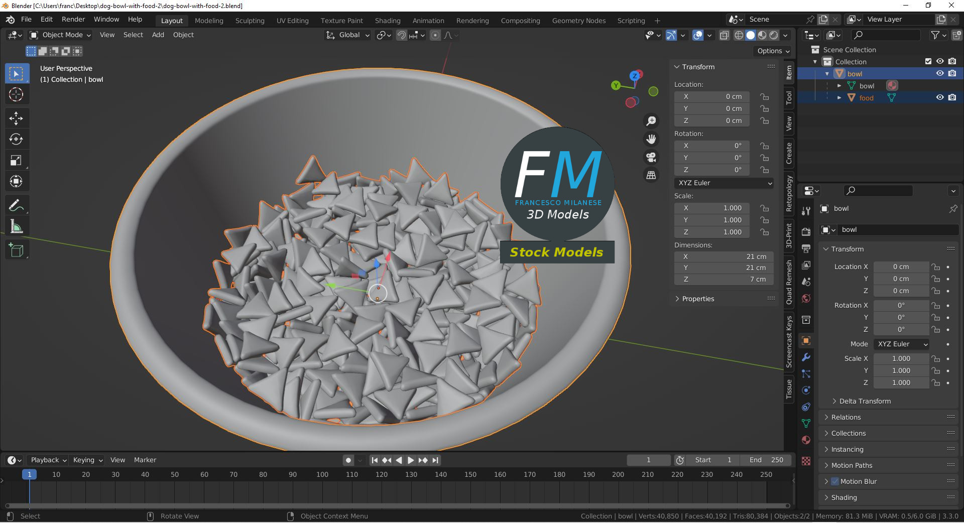 3D-Modell - Hundenapf mit Trockenfutter - 09