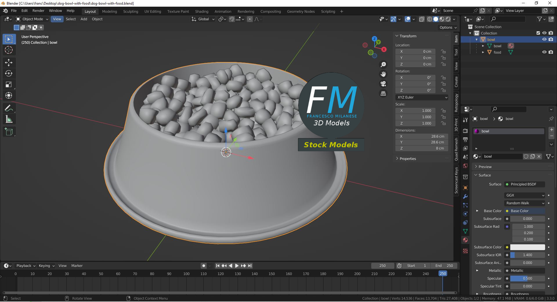 3D-Modell - Hundenapf mit Trockenfutter - 09