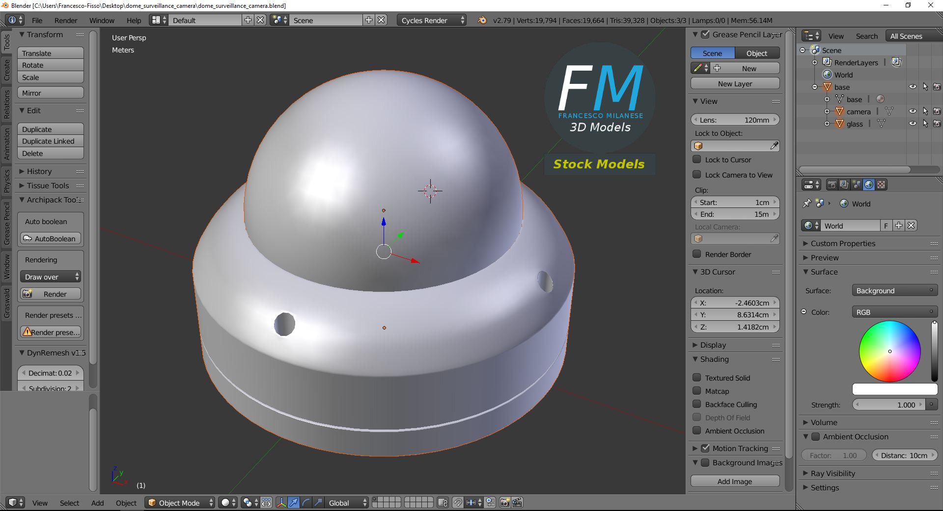 3D-Modell - Dome-Überwachungskamera - 09