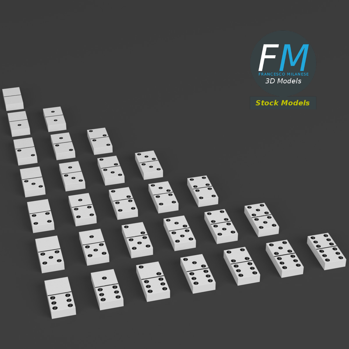 3D-Modell - Domino-Set - 01