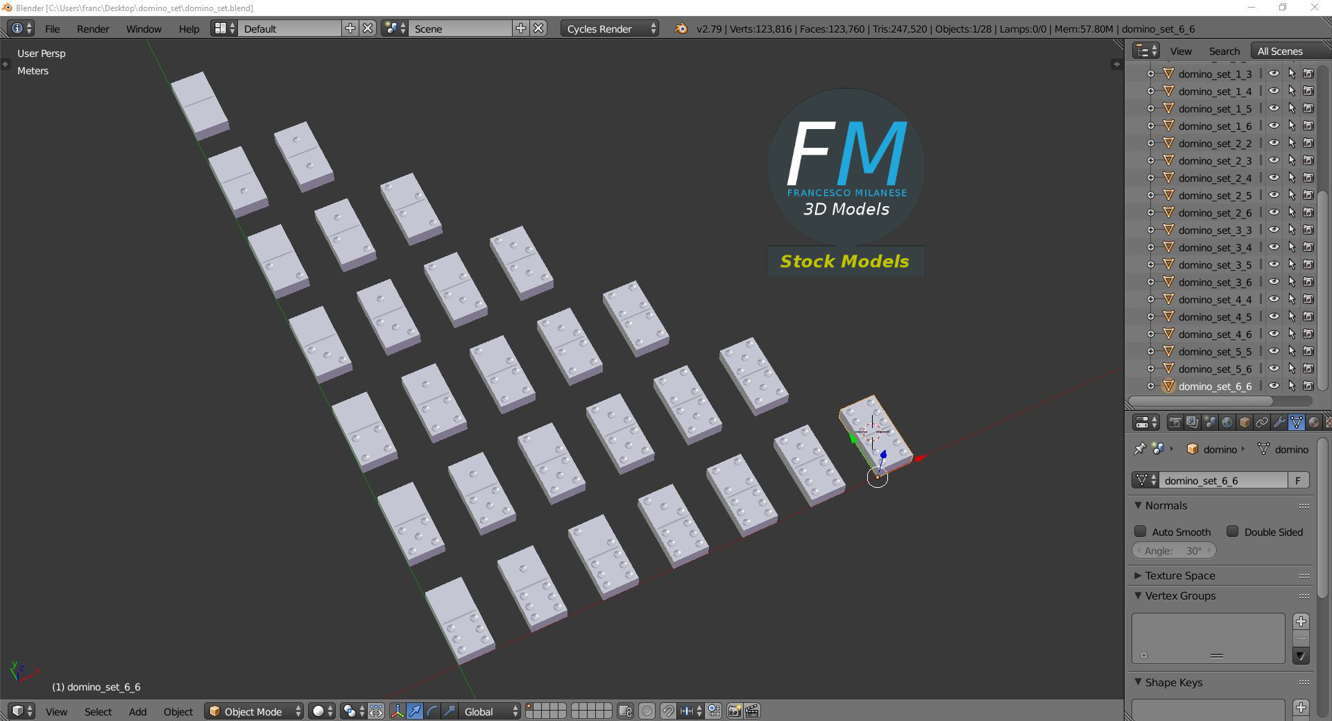 3D-Modell - Domino-Set - 09