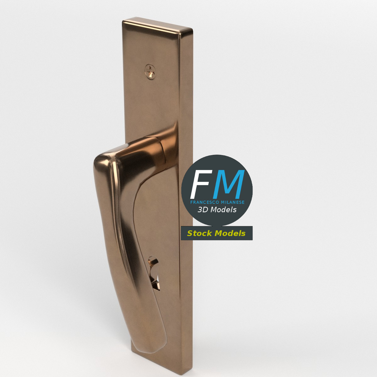 3D-Modell - Türgriff mit Schlüsselloch - 02