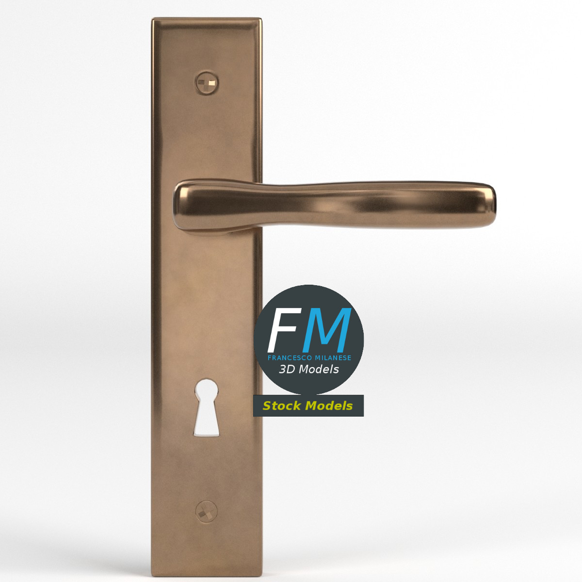3D-Modell - Türgriff mit Schlüsselloch - 03