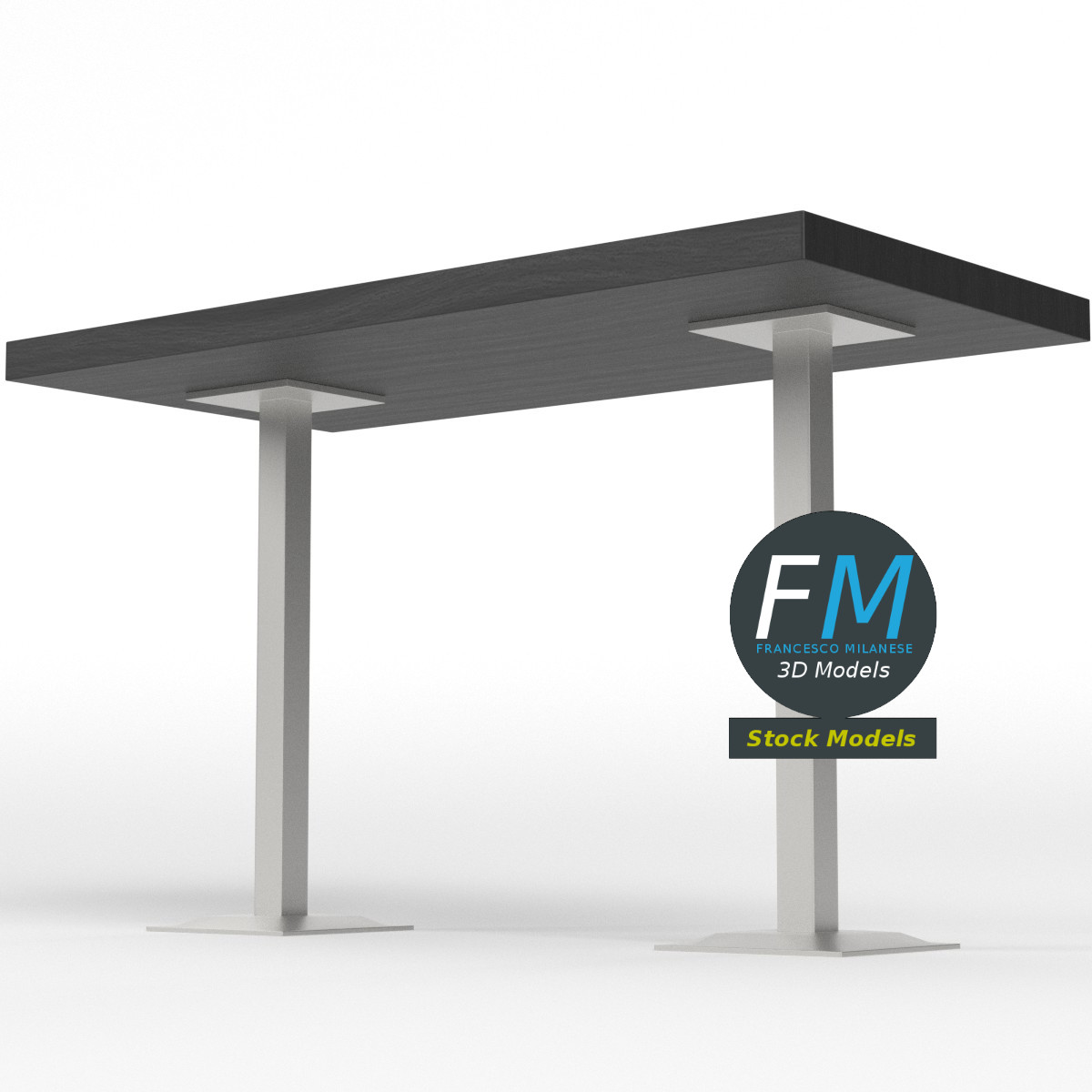 3D-Modell - Bartisch mit Doppelgestell - 02