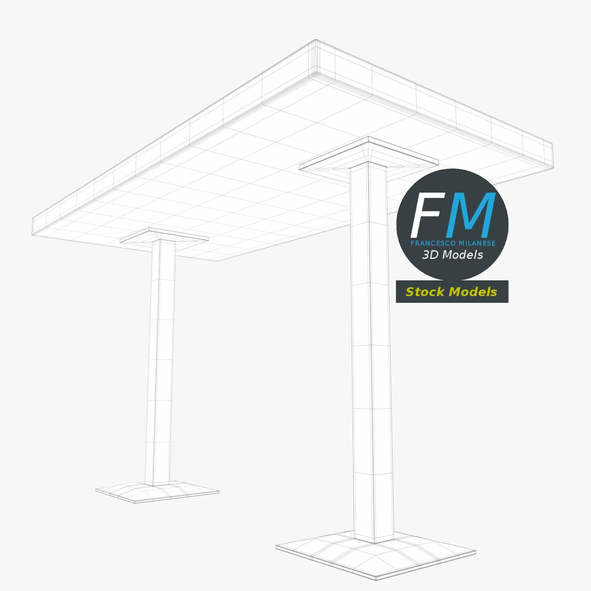3D-Modell - Bartisch mit Doppelgestell - 08