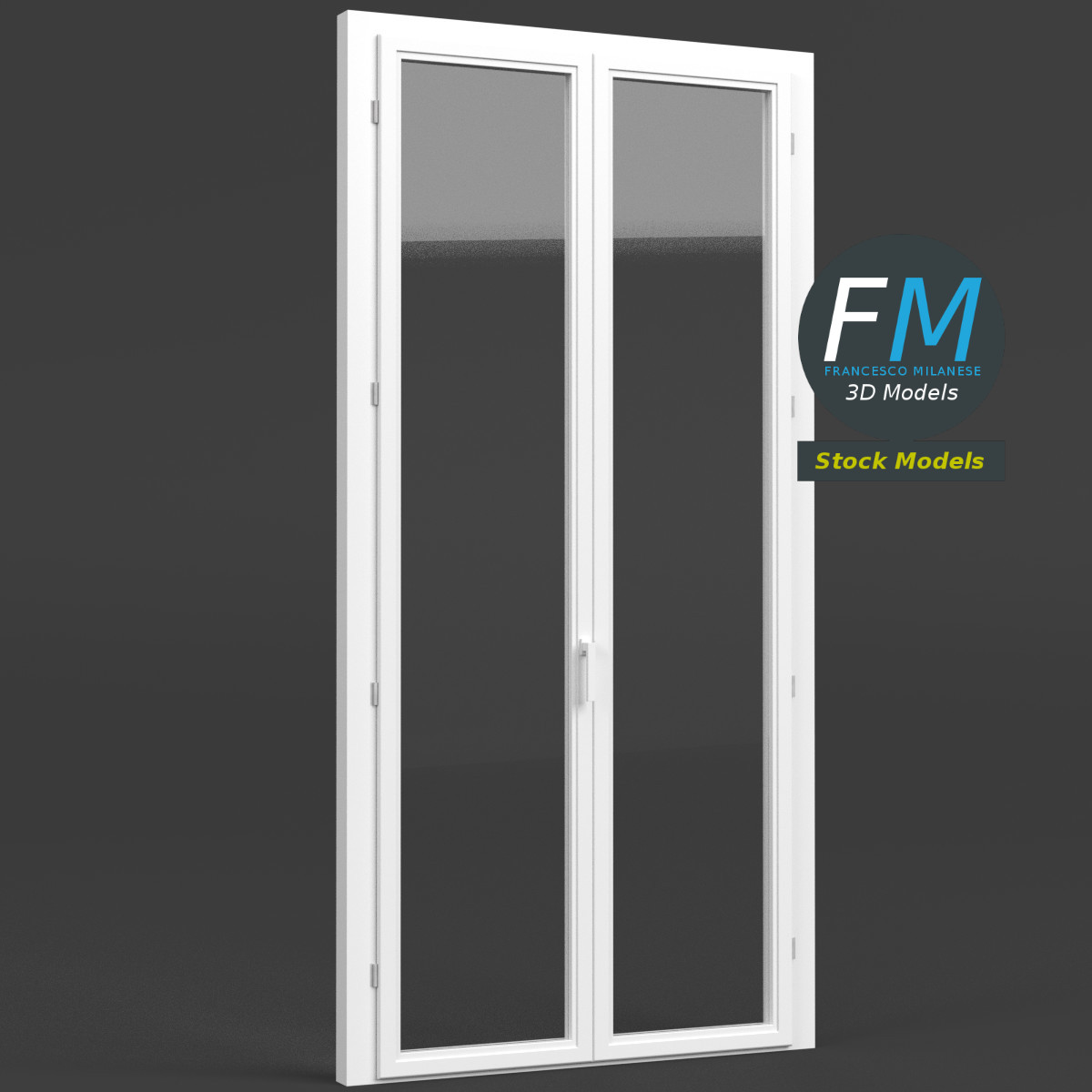 3D-Modell - Doppelte Französische Fenstertür - 01