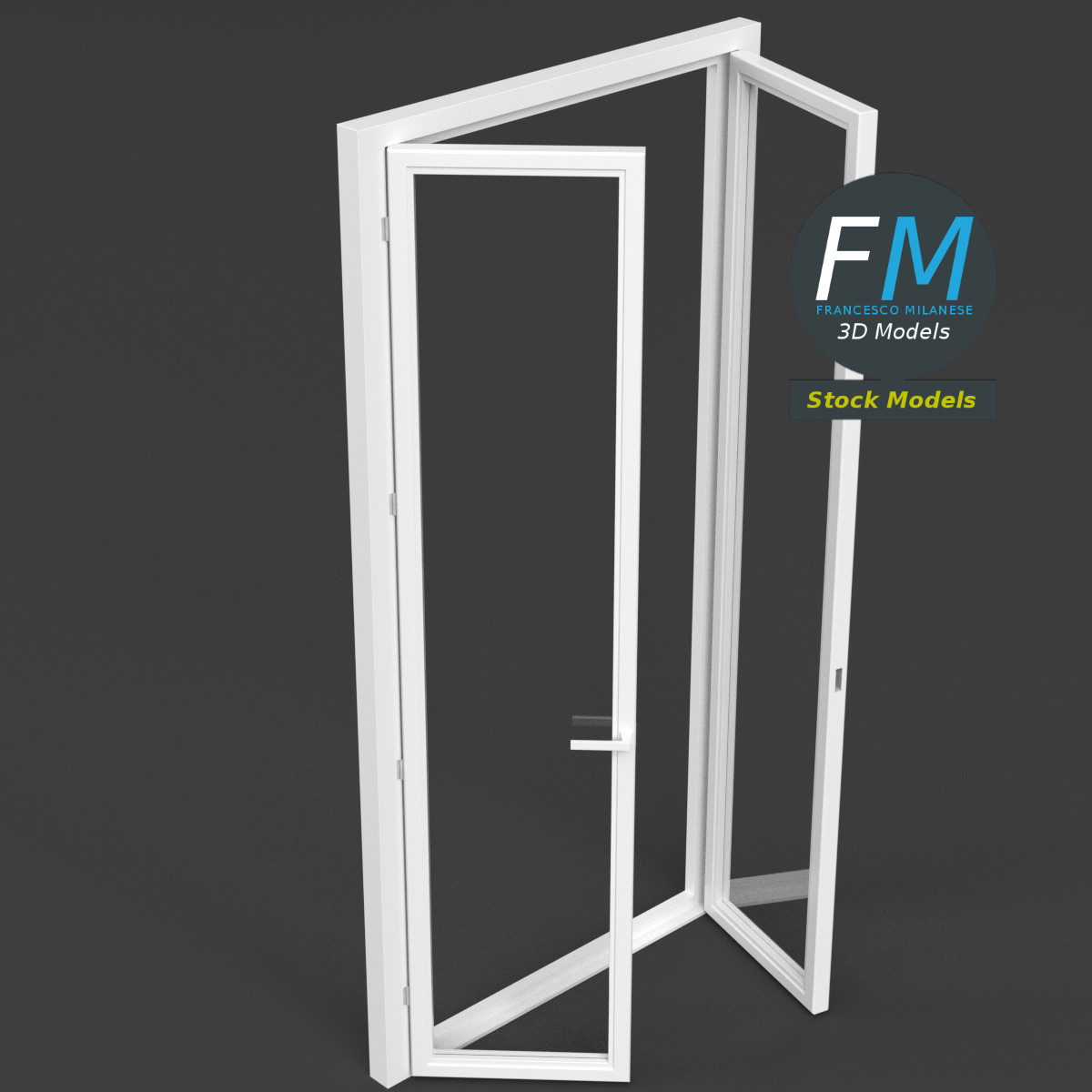 3D-Modell - Doppelte Französische Fenstertür - 02