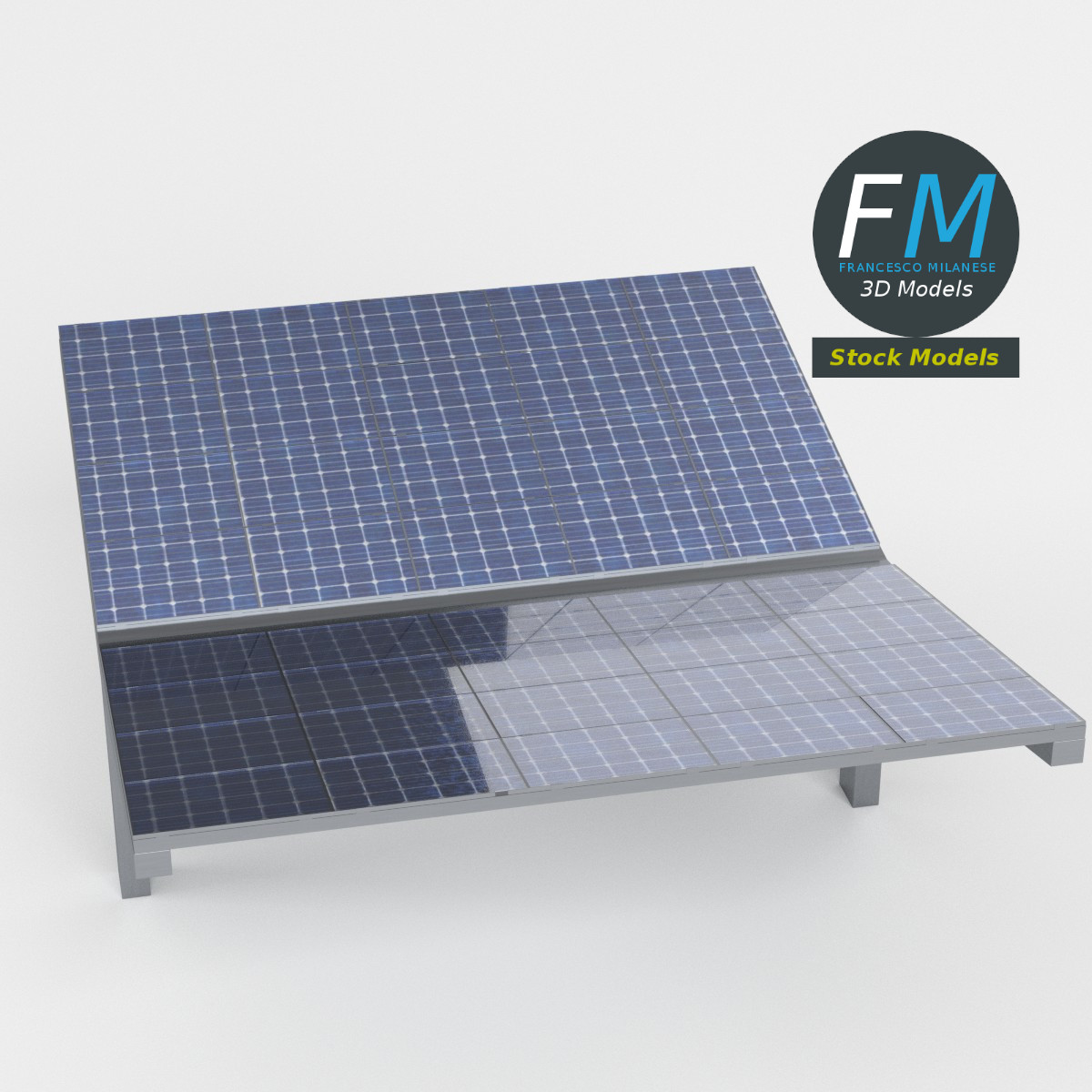3D-Modell - Doppelcarport mit Solarmodulen - 02