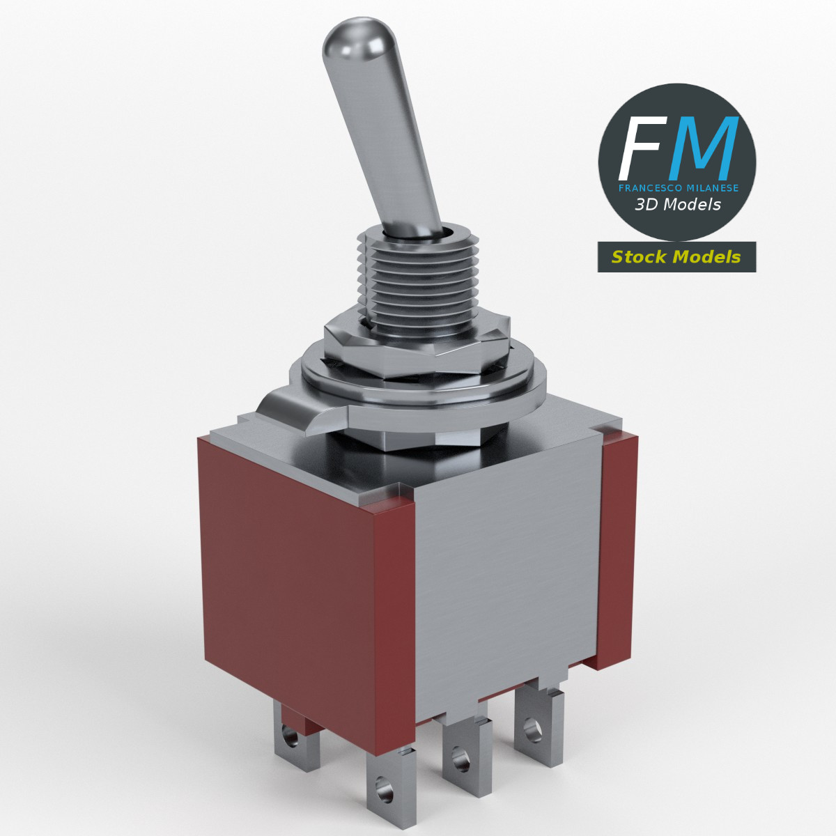 3D-Modell - Zweipoliger Umschalter mit Doppelwurf - 01
