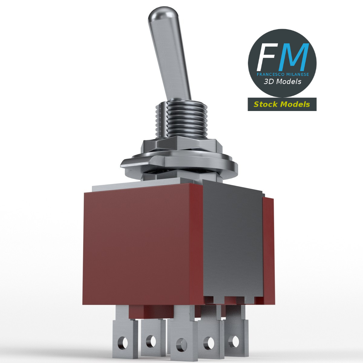 3D-Modell - Zweipoliger Umschalter mit Doppelwurf - 04