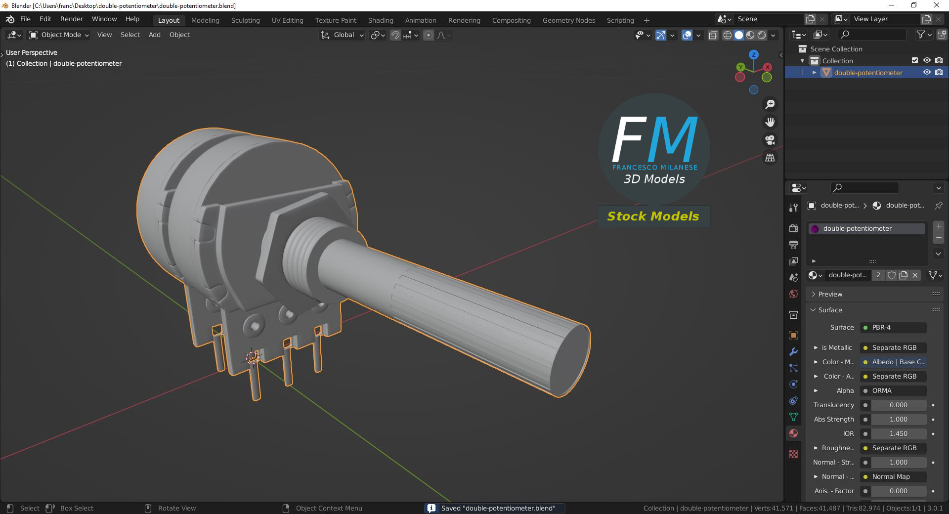 3D-Modell - Doppelpotentiometer - 09