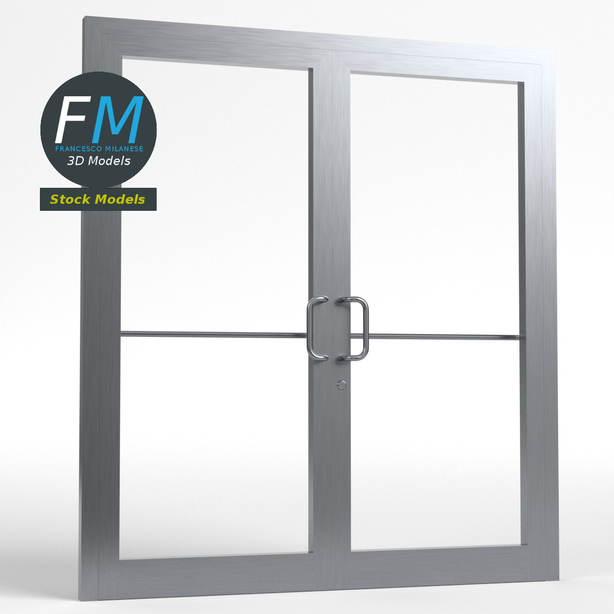 3D-Modell - Doppelte Glasgeschäftstür - 01