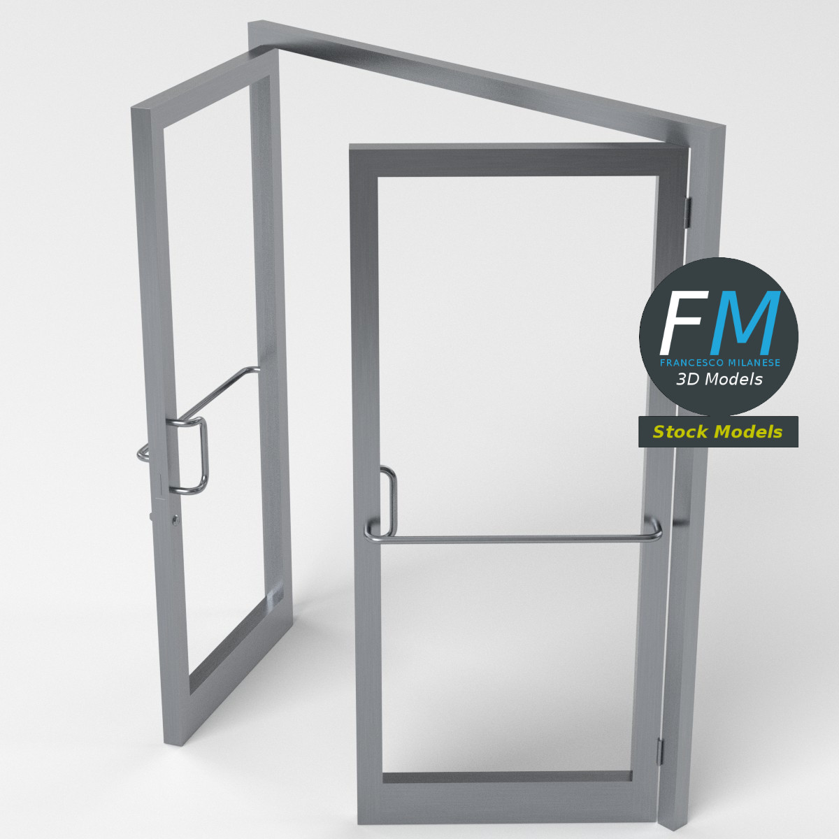 3D-Modell - Doppelte Glasgeschäftstür - 05