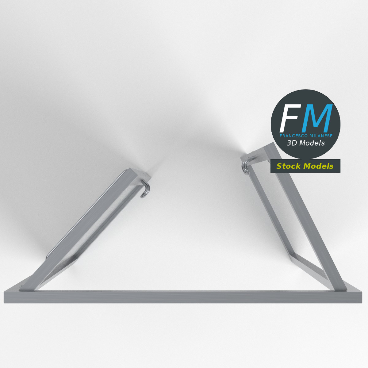3D-Modell - Doppelte Glasgeschäftstür - 06
