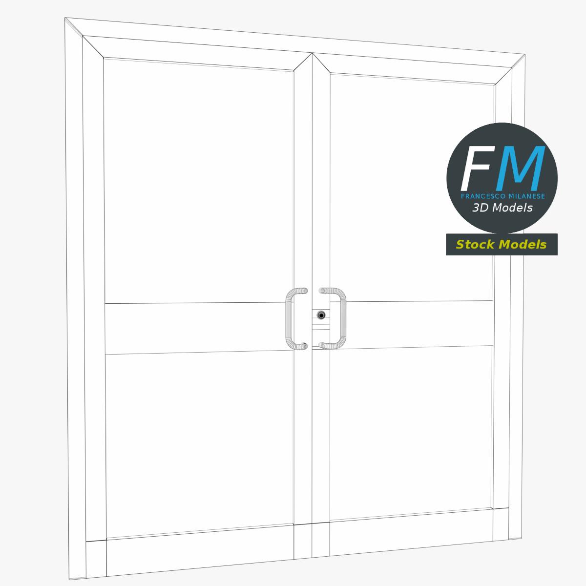 3D-Modell - Doppelte Schwingende Glasgeschäftstür - 07