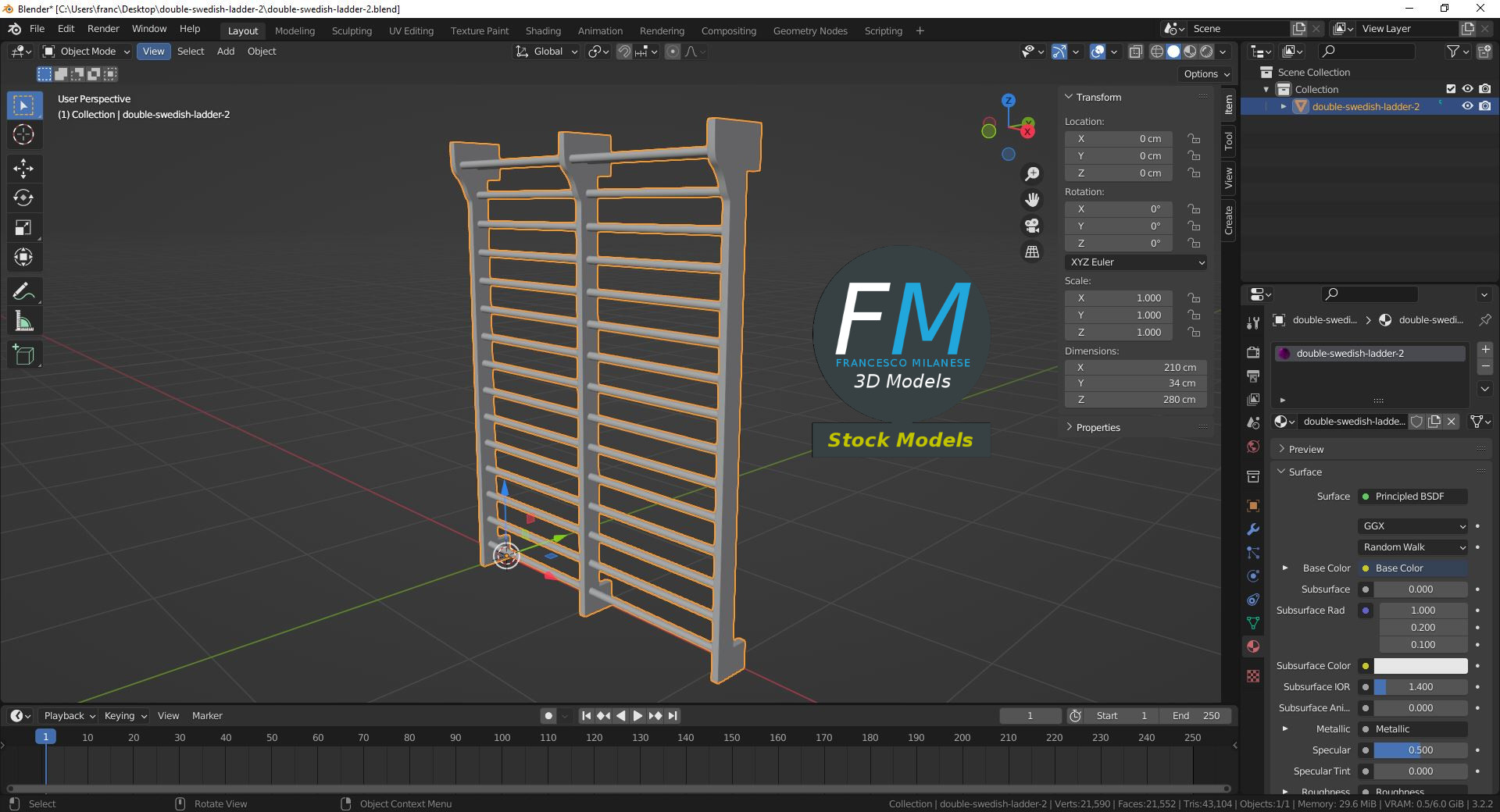 3D-Modell - Doppelte Sprossenwand - 09