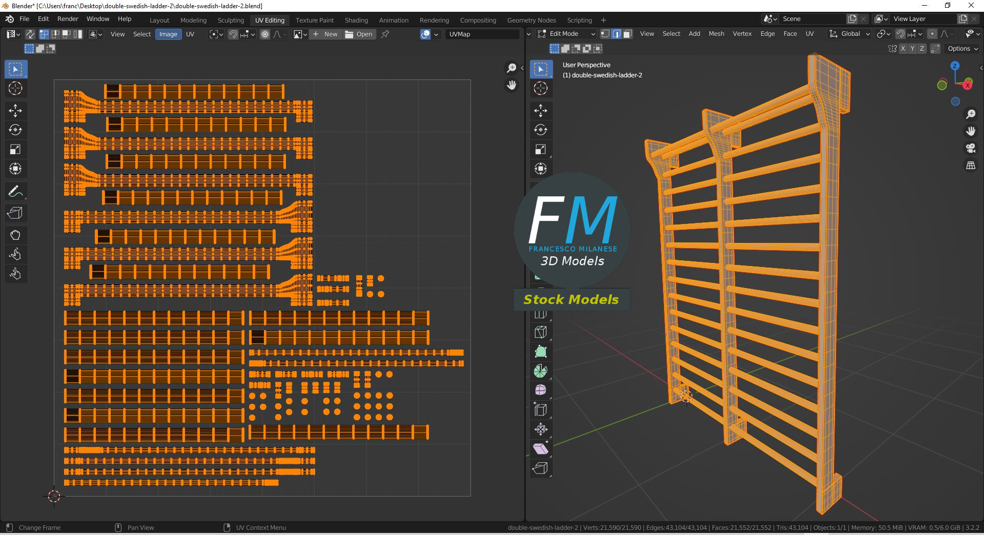 3D-Modell - Doppelte Sprossenwand - 10