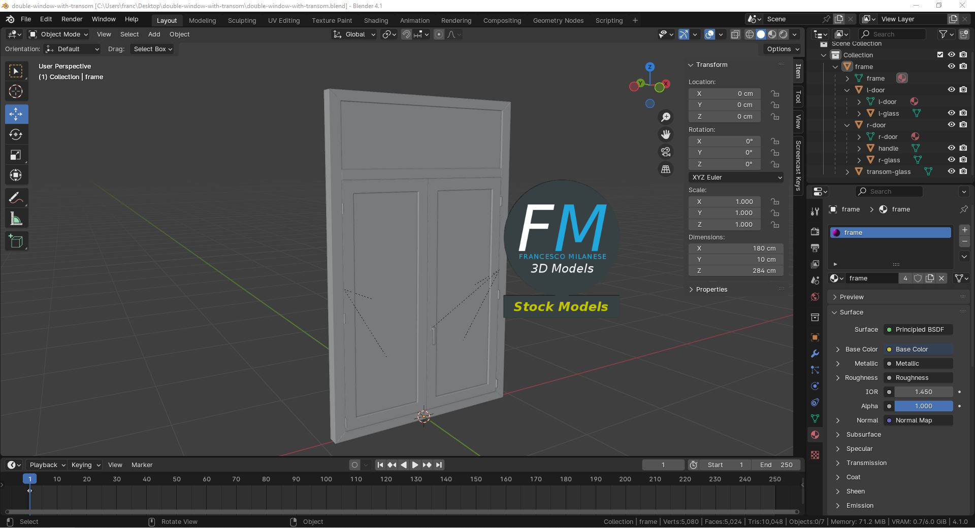 3D-Modell - Doppelfenster mit Oberlicht - 09