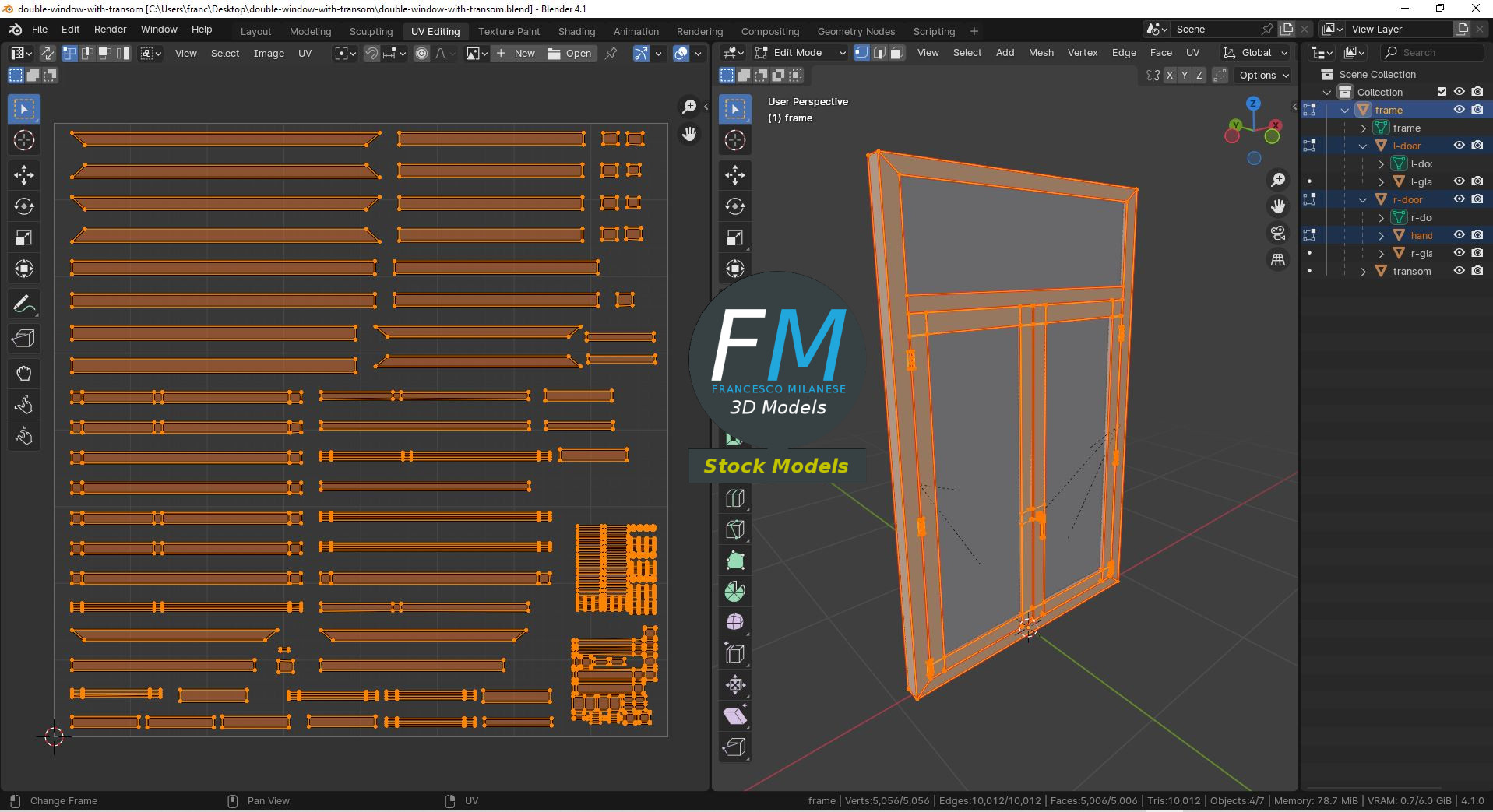3D-Modell - Doppelfenster mit Oberlicht - 10