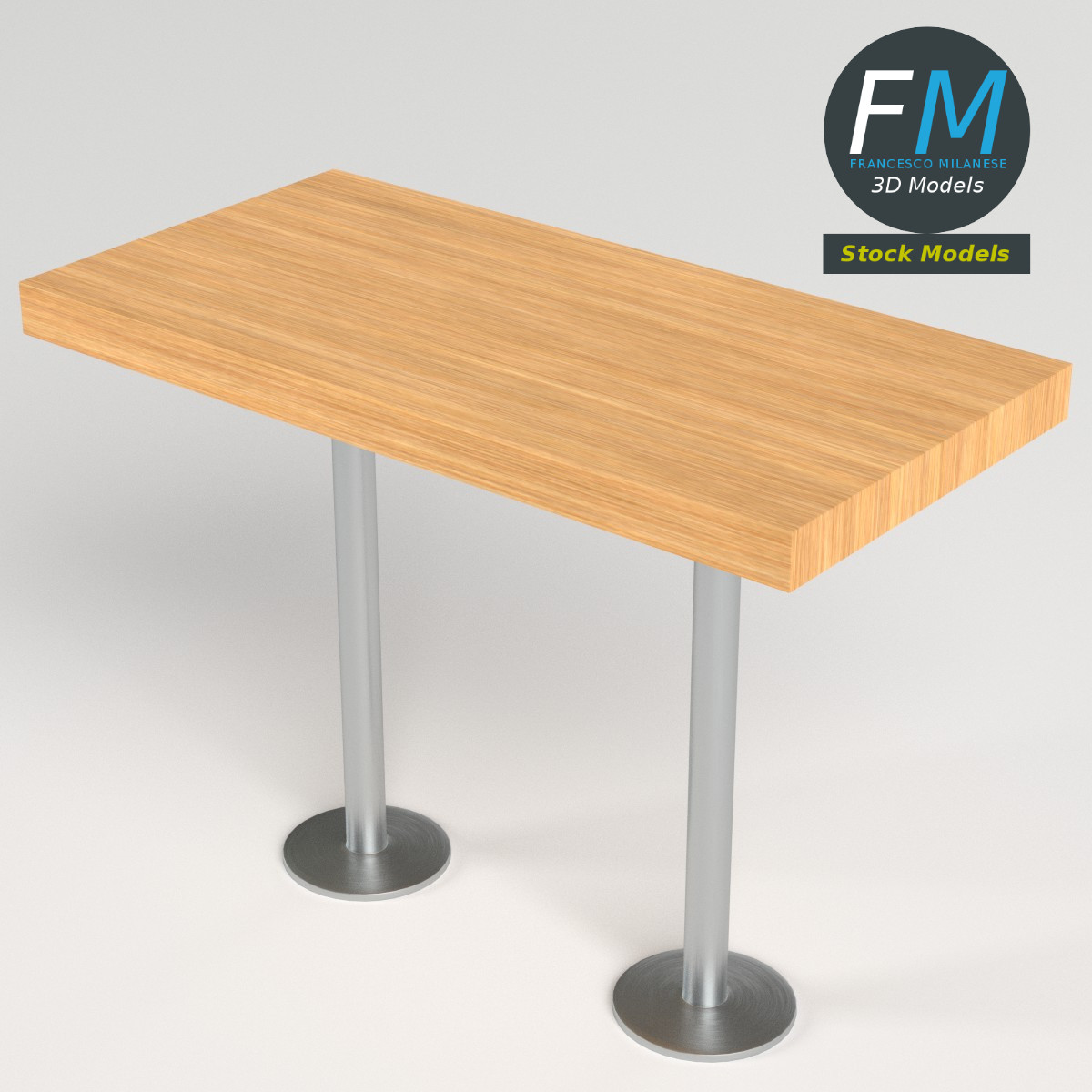 3D-Modell - Bartisch mit Doppelgestell - 02