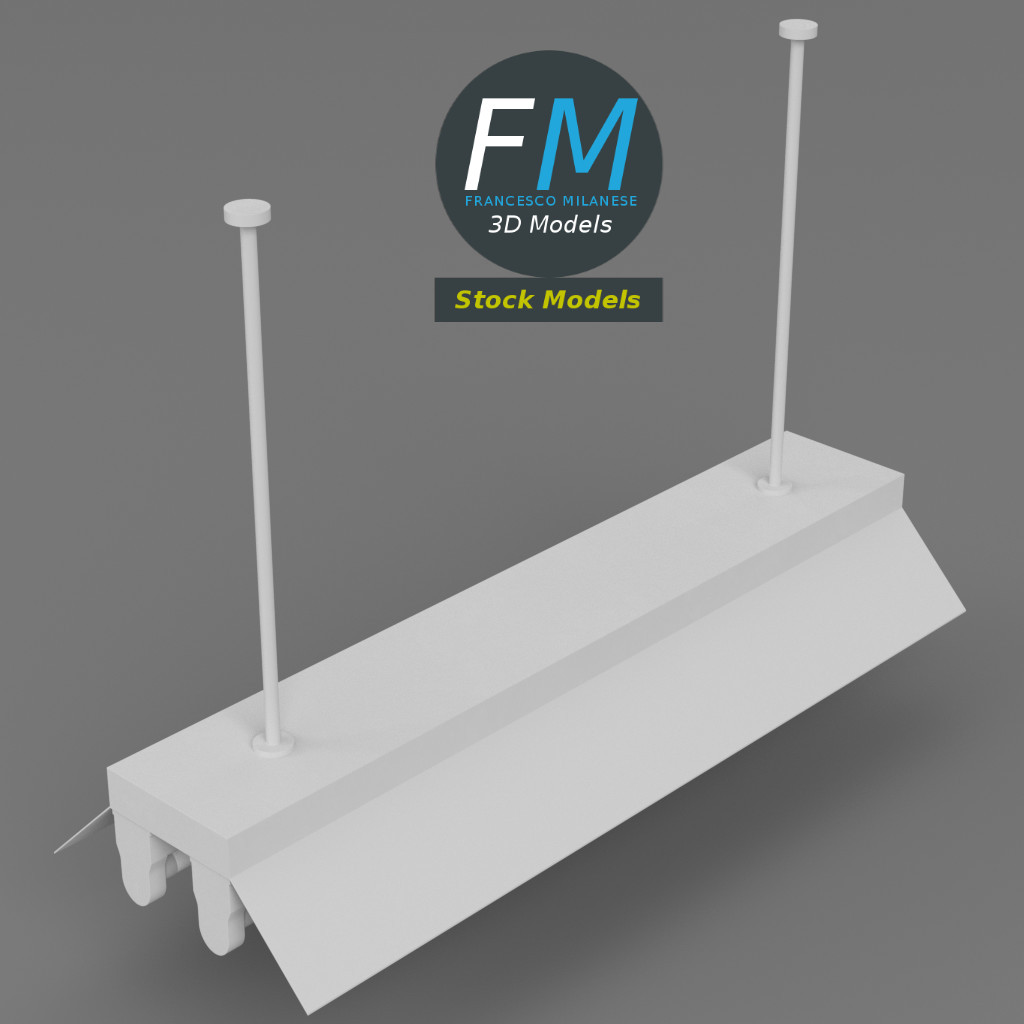 3D-Modell - Deckenleuchte mit Doppelröhre - 02