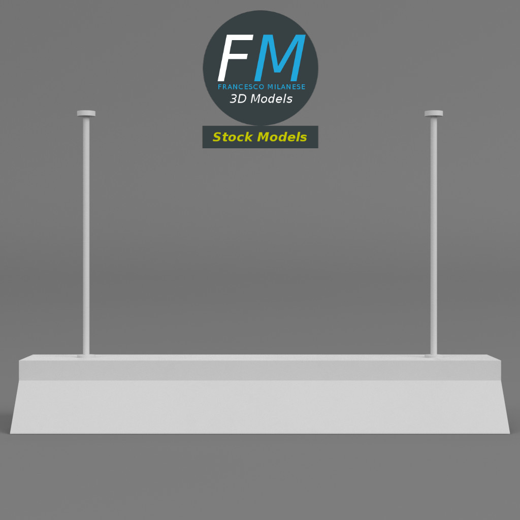 3D-Modell - Deckenleuchte mit Doppelröhre - 03