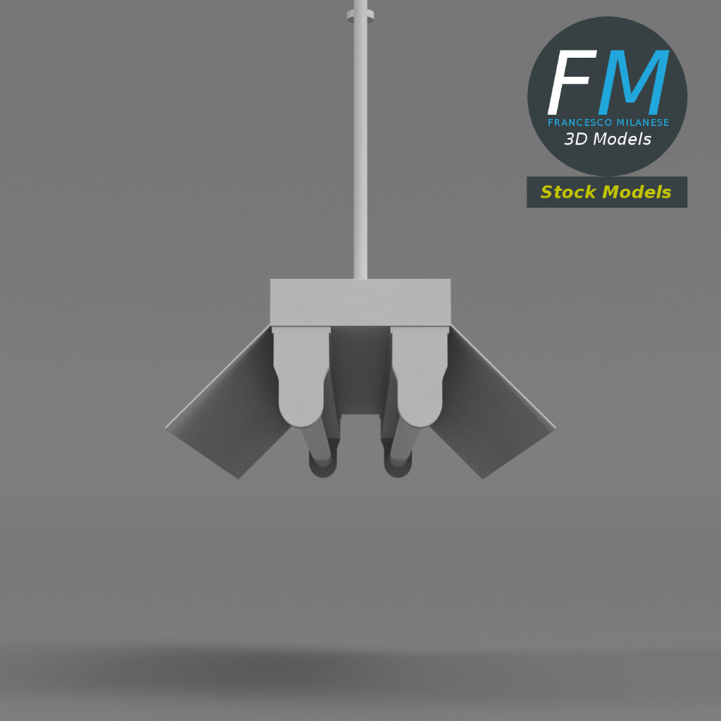 3D-Modell - Deckenleuchte mit Doppelröhre - 04