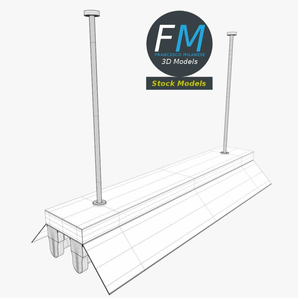 3D-Modell - Deckenleuchte mit Doppelröhre - 07