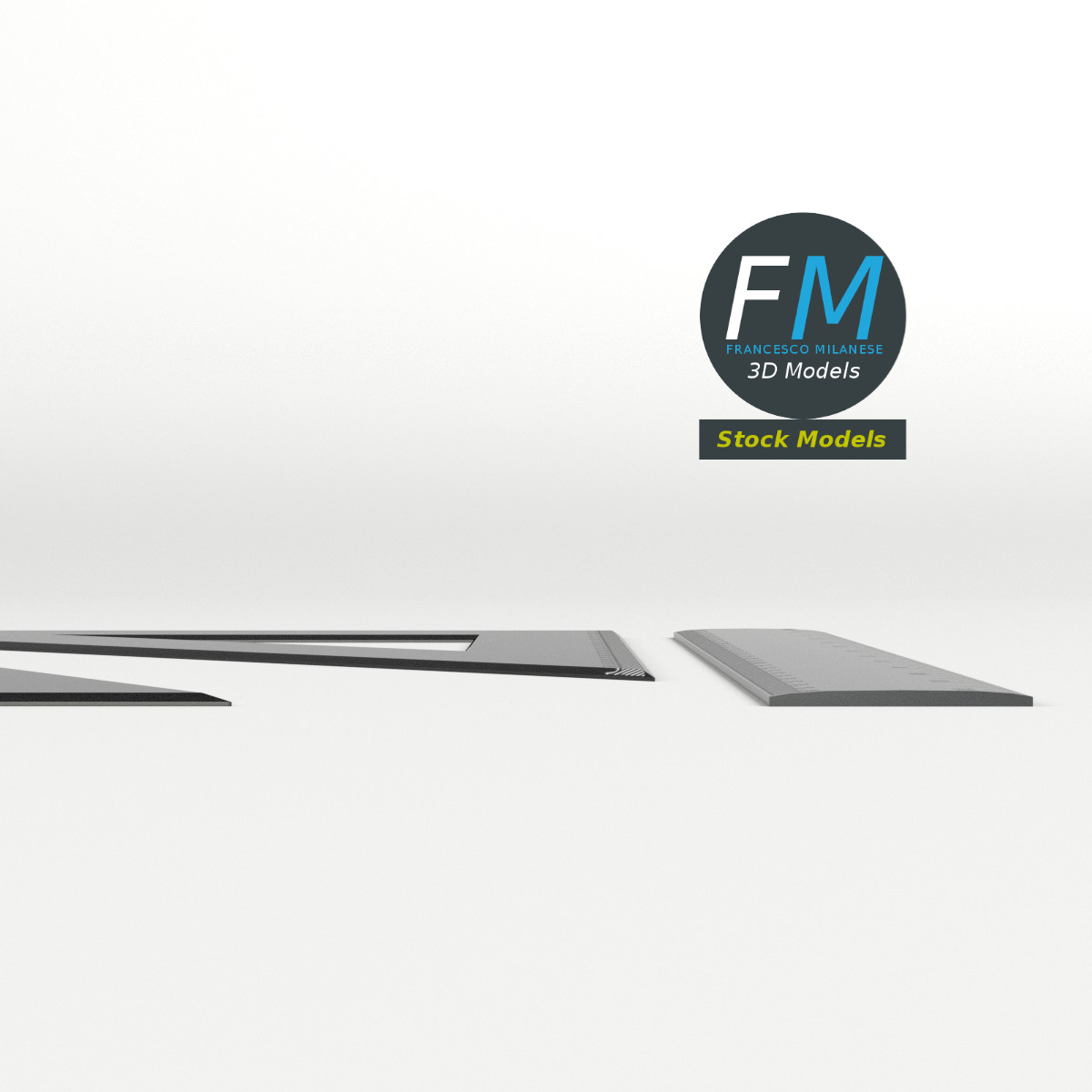 3D-Modell - Zeichenlineal und Geodreiecke - 04
