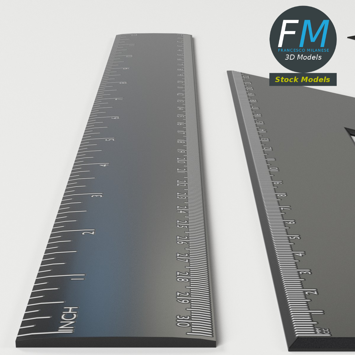 3D-Modell - Zeichenlineal und Geodreiecke - 05