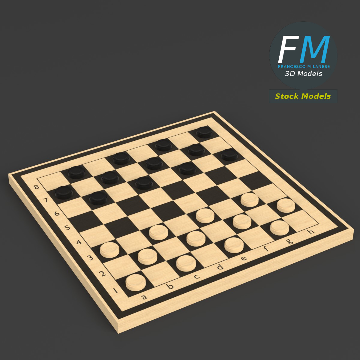 3D-Modell - Dame-Spielbrett - 01