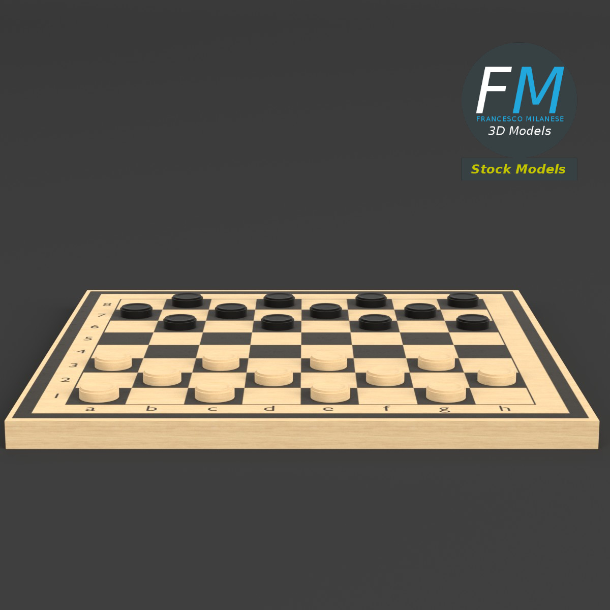 3D-Modell - Dame-Spielbrett - 03