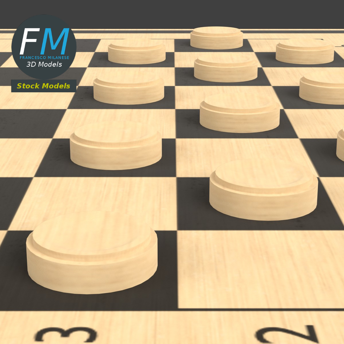 3D-Modell - Dame-Spielbrett - 04