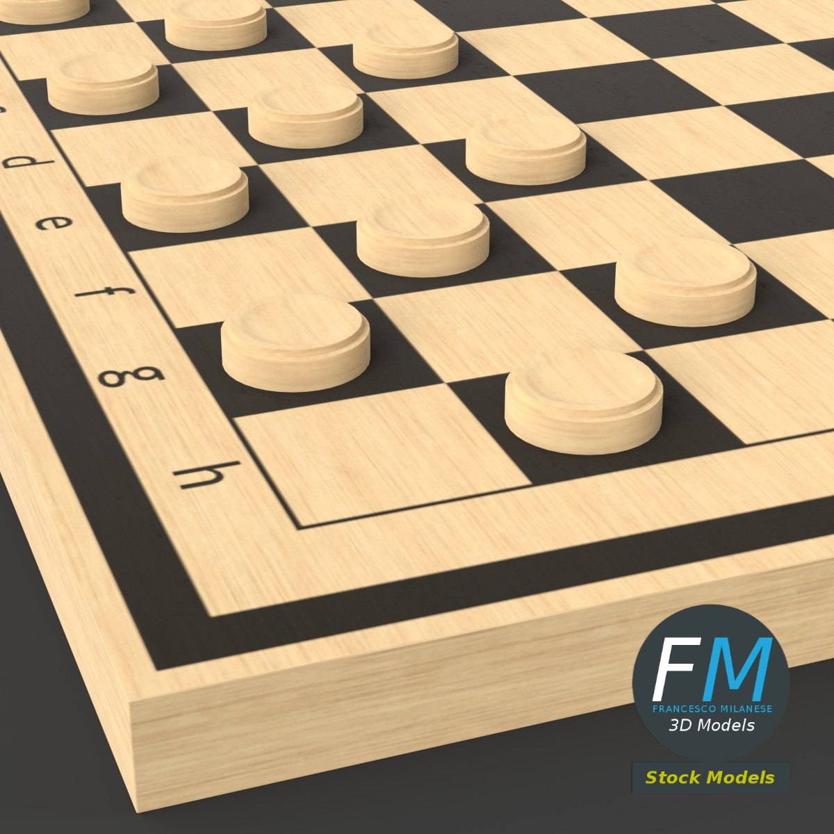 3D-Modell - Dame-Spielbrett - 05