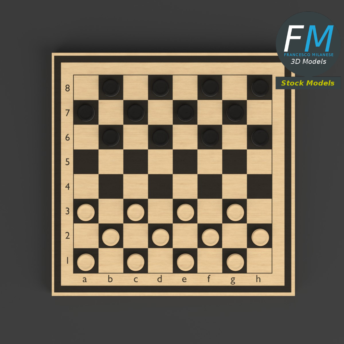 3D-Modell - Dame-Spielbrett - 06