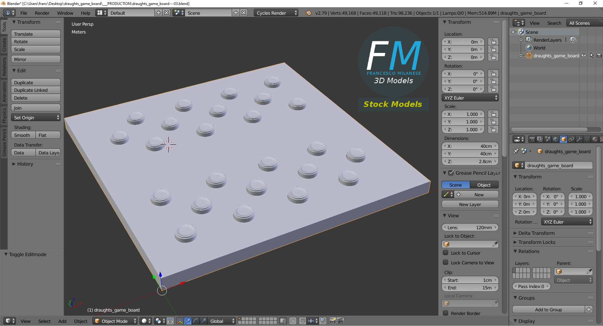 3D-Modell - Dame-Spielbrett - 09