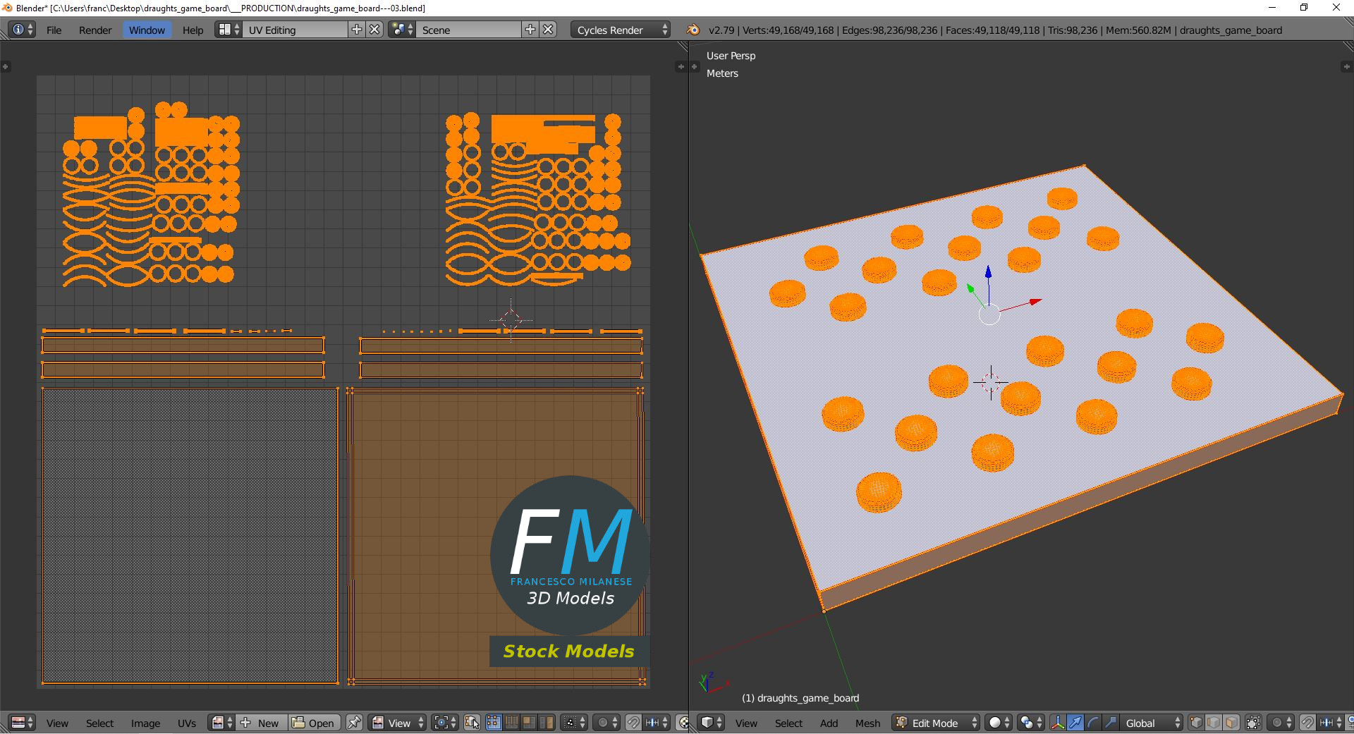 3D-Modell - Dame-Spielbrett - 10