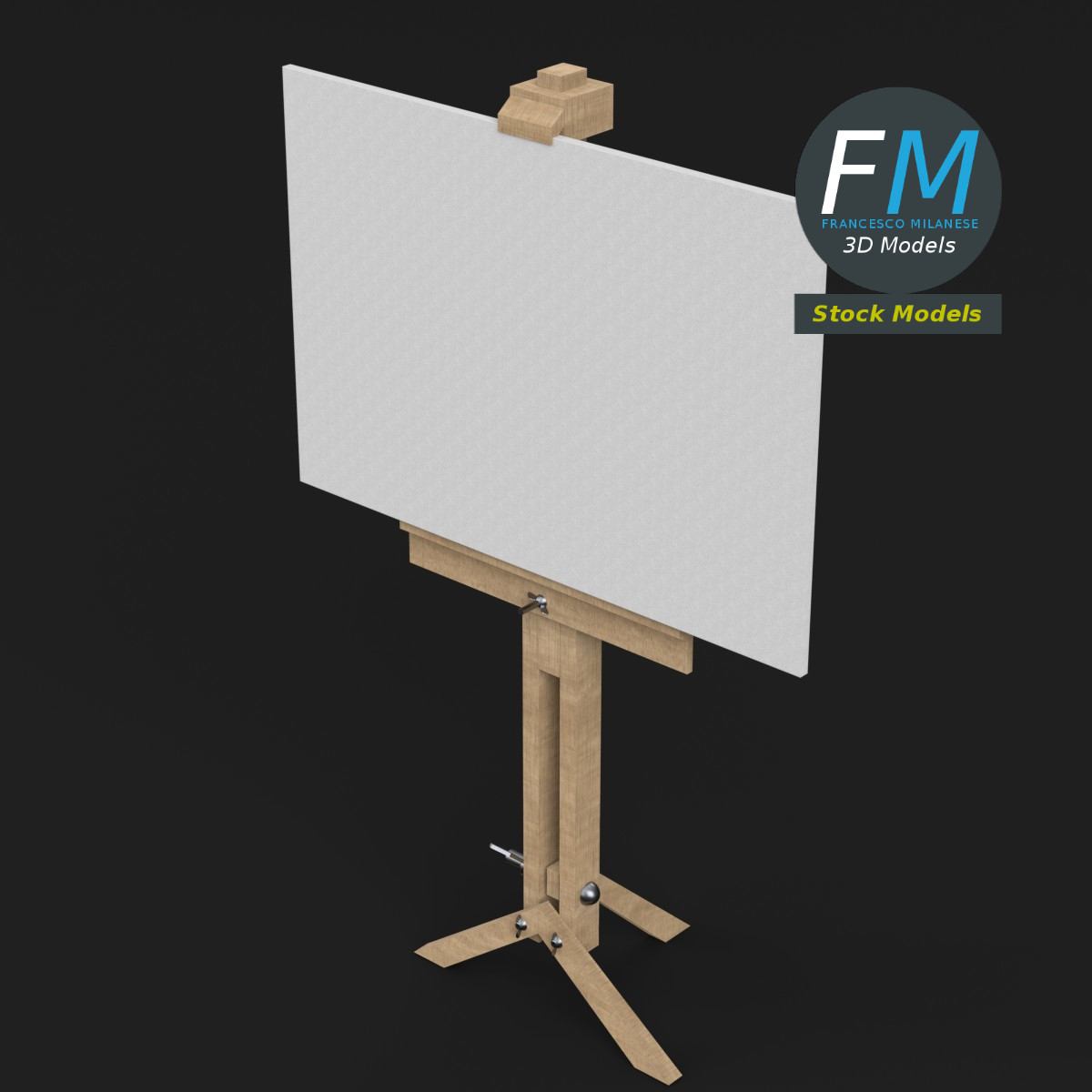 3D-Modell - Zeichenleinwand auf Dreibeinstaffelei - 02